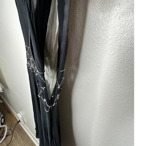 Vintage Max Studio Special Edition Black Ivory Sheer Silk Embroidered Dress S - Picture 6 of 15